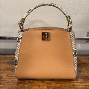 Kate Spade Tan Mini Bag with Snake Print Accent